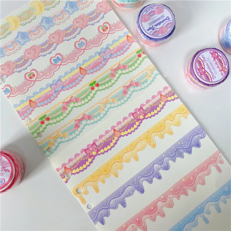 5M Korean Cute Lace Bowknot Cream Adhesive Tape Kawaii Masking Washi Planner Hand Account DIY Decorative Sticker Stationery - купить по
