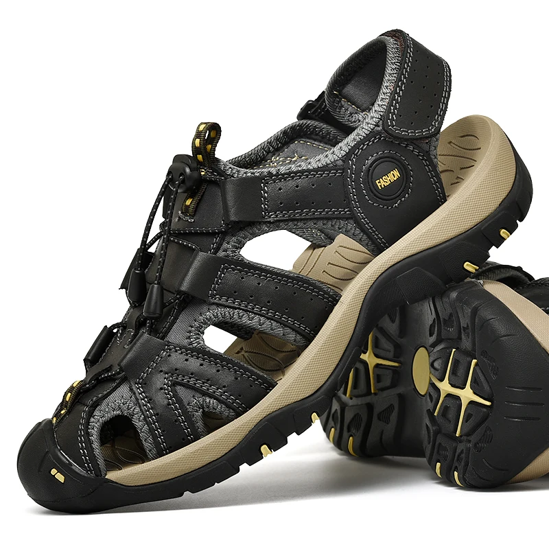 Summer Mens Hiking Sandals Casual Fashion Outdoor Sandal Spring Flat Sandals Breathable Light Quick-Drying Large Size Wrap Toe