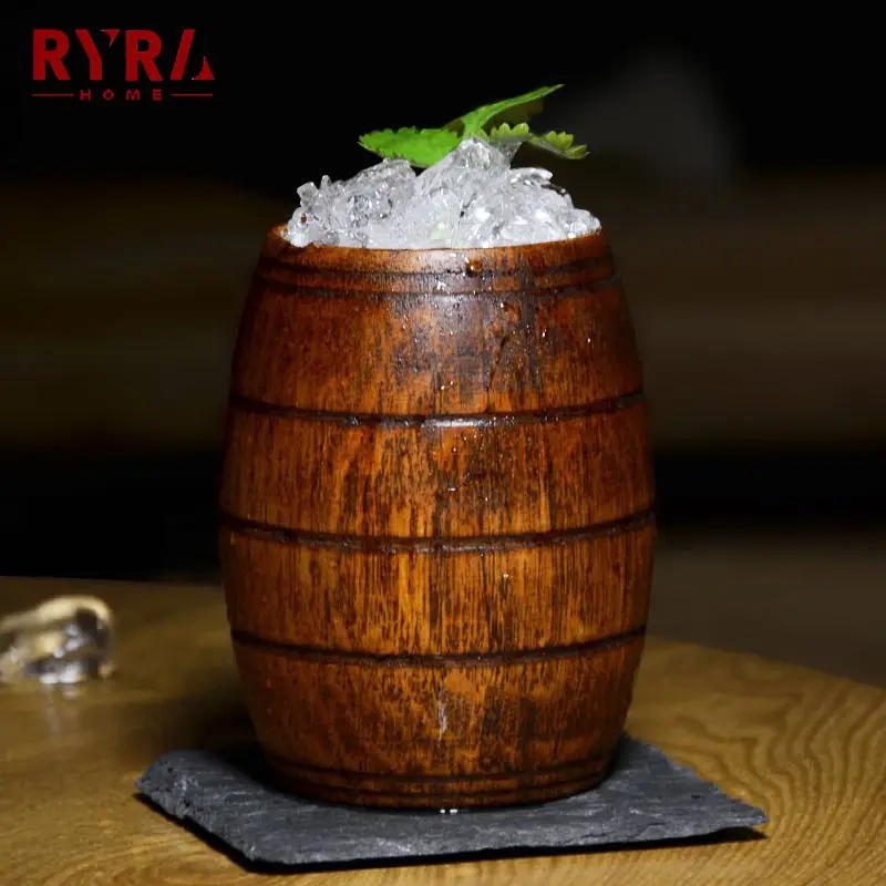 

Деревянная чашка ручной работы в японском стиле, 175 мл, Антибликовая чашка для чая, бочка для вина, пива, посуда для напитков, аксессуары для бара