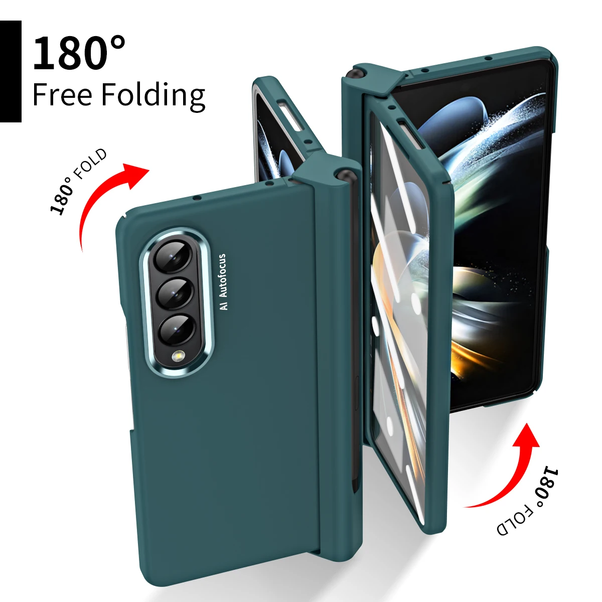 Front Screen Film Cover for Samsung Z Fold 4 5G Hinge Case with Pen Slot & Touch Pen & 2 Pcs Lens Ring for Samsung Z Fold 4 Case