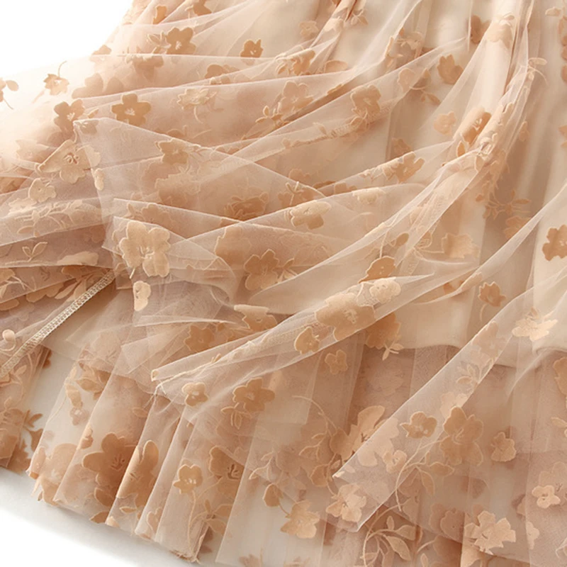 Женская Элегантная Юбка-миди С Тюлевым Принтом В Форме Трапеции Эластичной