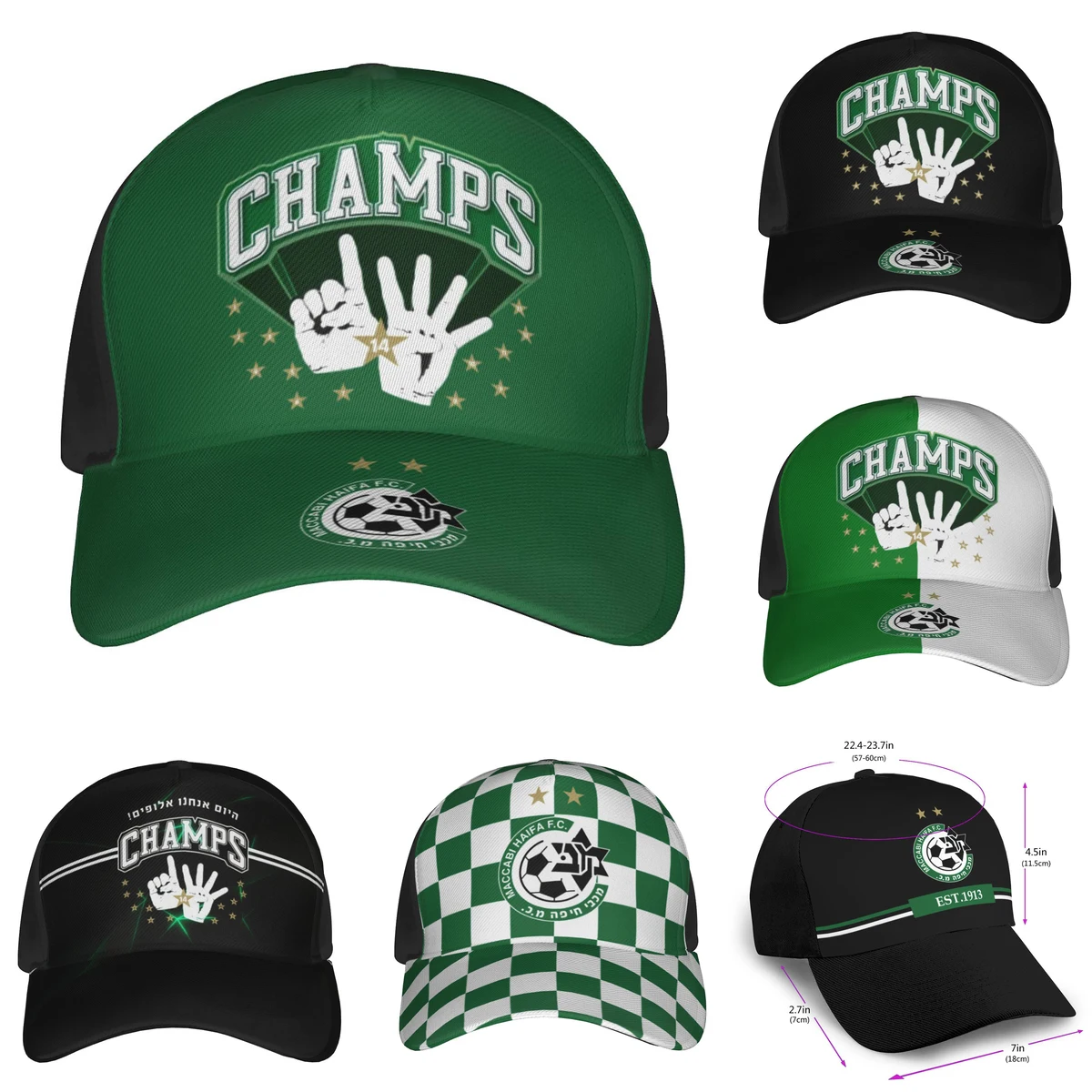 

Baseball Cap Israel Maccabi Haifa Champion 21/22 Sports Baseball Cap Dad Cap Hat Cowboy Hat Sun Beach Hat