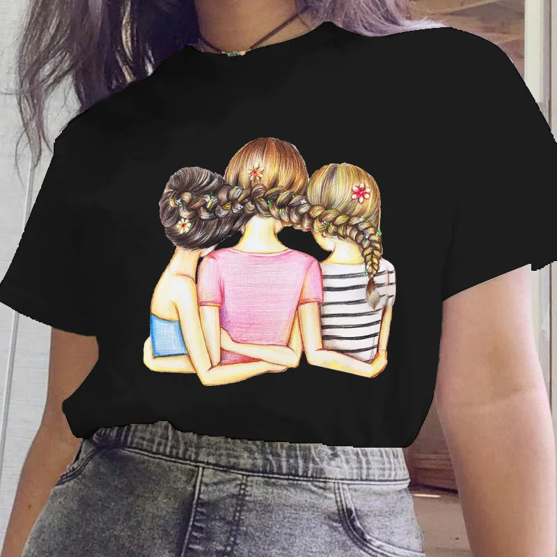 

Fashion Print Black T-shirts Female Casual summer Short sleeve Ladies Tshirts Harajuku 90s Kawaii T Shirt Women Tops Tees 2022