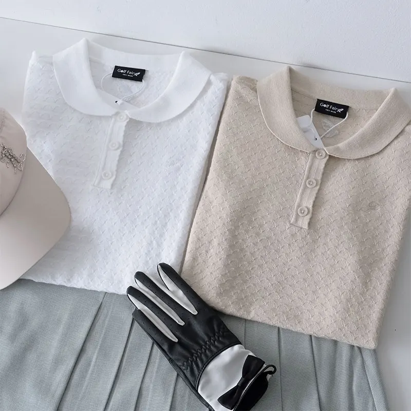 

Одежда для гольфа женский топ с коротким рукавом высококачественный легкий роскошный темпераментный тонкий свитер с небольшим запахом