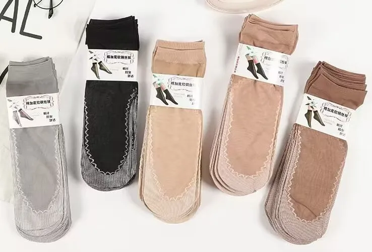 Cotton Bottom Stockings Velvet Women's Stockings Breathable Anti-Hook Silk Mid-Socks Cotton Bottom Soft Silk Socks