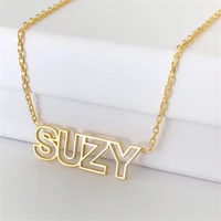 yhliso custom name stainless steel hollow pendant necklace personalized initials women choker fashion gift for girl friend