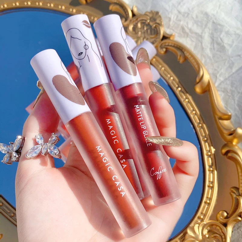 

Non-stick Cup Lipstick Lip Tint Mud Soft Mist Lipgloss Moisturizing Lip Gloss Waterproof 6 Colors Velvet Matte Lipstick
