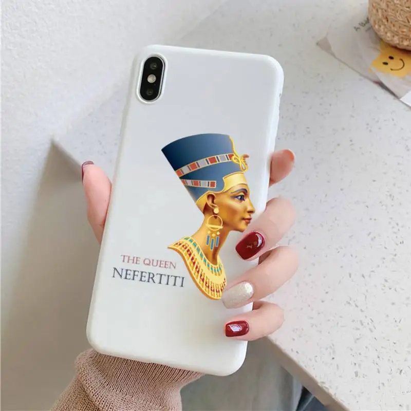 

Egypt Nefertiti Anubis Ankh Phone Case for iPhone 11 12 13 Mini Pro Xs Max 8 7 6 6S Plus X XR Solid Candy Color Case