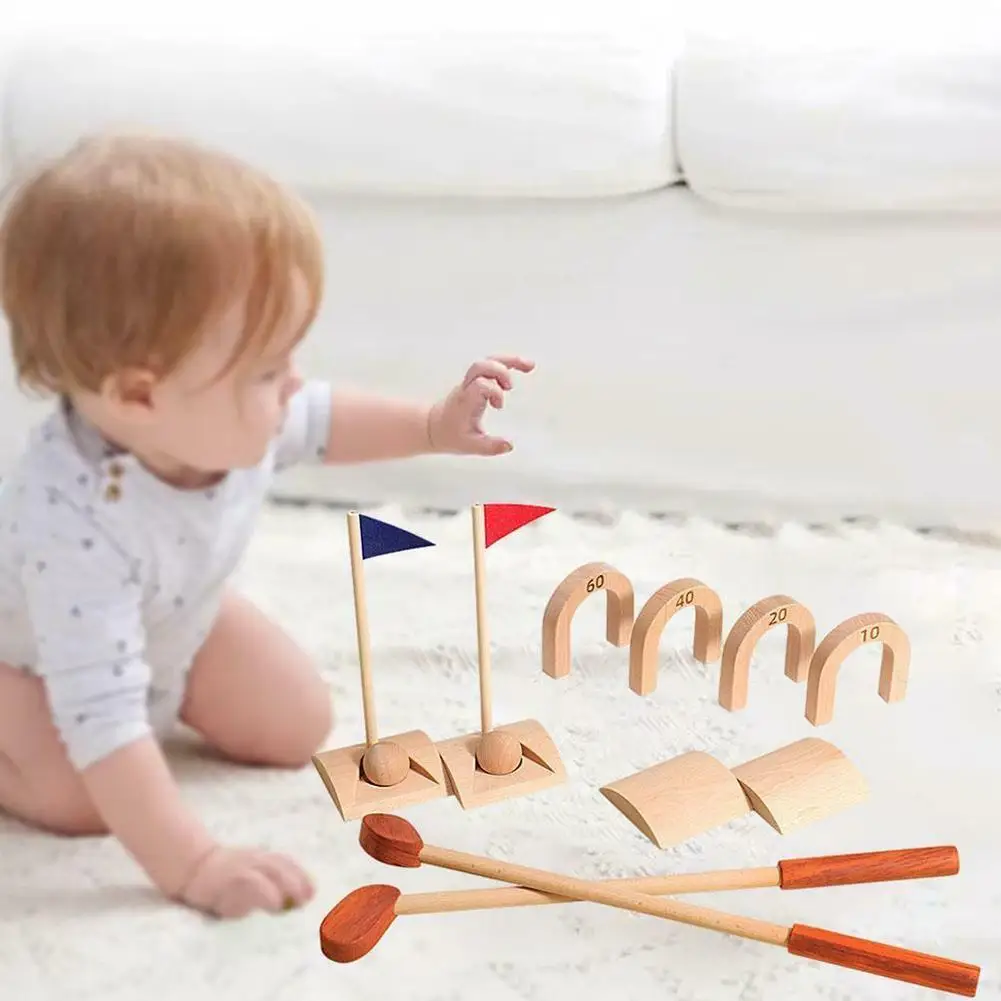 

Kids Golfs Set Wooden Mini Putter Golfer Club Toy Child Outdoors Exercise Funny Sports Game Mini Set Ball Game Kit