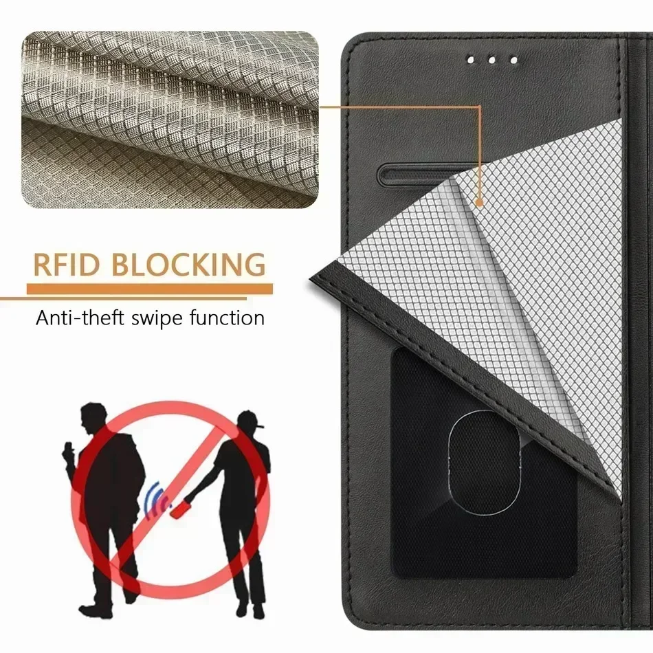 Фото Флип-чехол с RFID-блокировкой для Xiaomi Redmi Note 13R 13 12S 12 11R 11S 11 10S 9 9S 8 7 Pro 9T №3