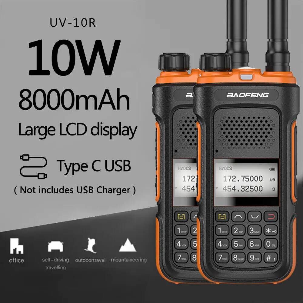 Long Range Walkie Talkie 100 Mile Two Way Radio Dual Band Headset Waterproof Reach Further and Receives Strong Signals Brand New