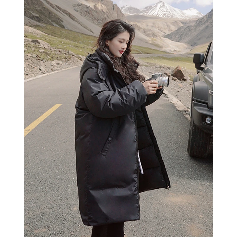 

Winter jacket women Clothing Warm Casual Baggy Hooded Straight Coat Korean Fashion Medium And Long Puffer Padded Outwear Winter
