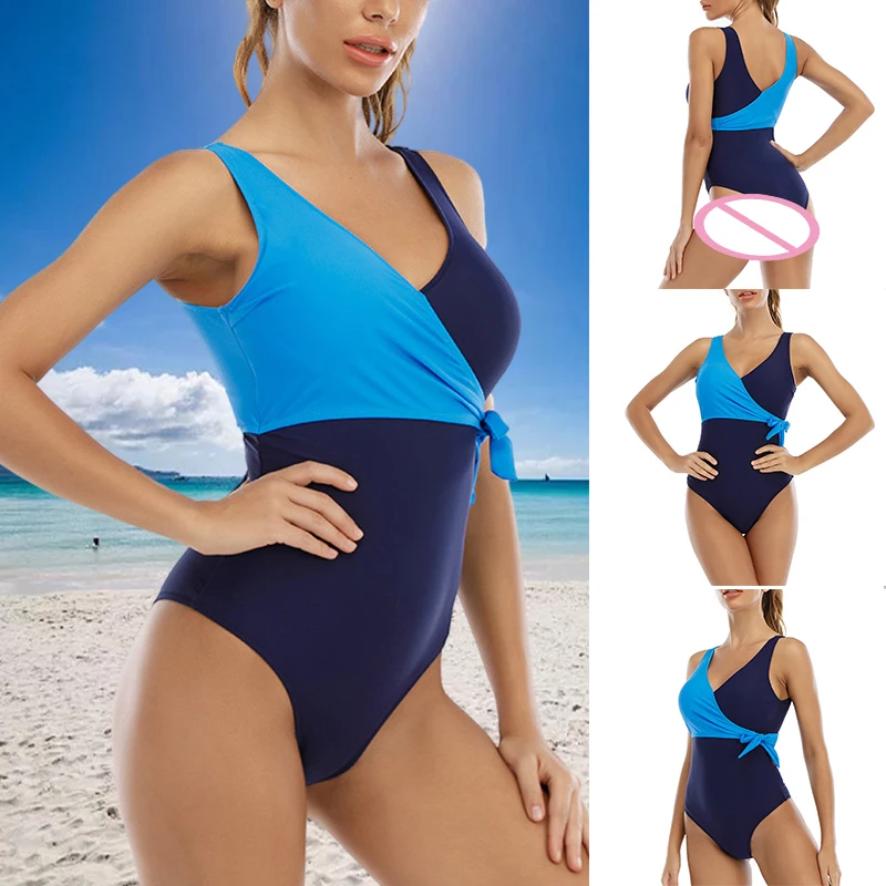 

Women's One Piece Swimsuit Tie Knot Waist Wrap Swimwear Padded Bathing Suits for Summer Pool Women's One Piece Swimsuit B2Cshop