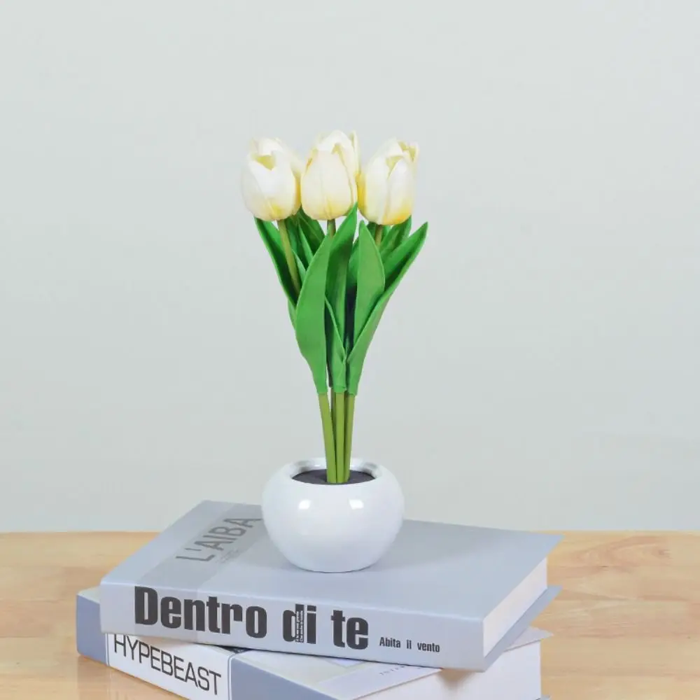 

Potted Bedside Bedroom Home Decor Simulation Flowerpot Flower Lamp Night Lamp Tulip Table Lamp LED Night Light