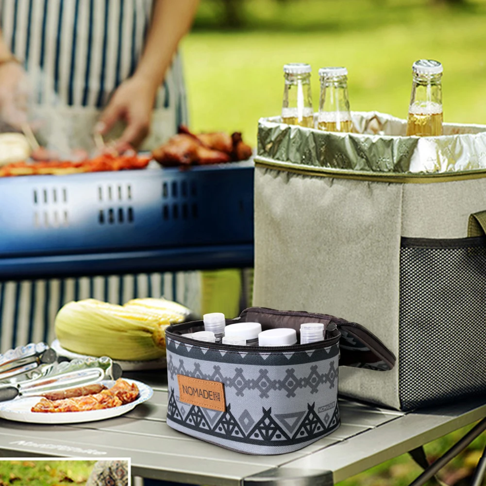 

9 шт., банки для приправ для кемпинга, износостойкие стеллажи, набор бутылок, Открытый органайзер для приправ 600D, Оксфорд, для кухни, барбекю