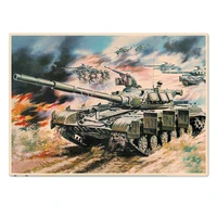 soviet t 64a tanks infantry ww ii panzer poster cccp military picture wall hanging vintage kraft paper print painting wall decor
