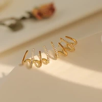 korean earing claw ear hook clip earrings for women four prong setting cz gold color ear earrings fashion jewelry