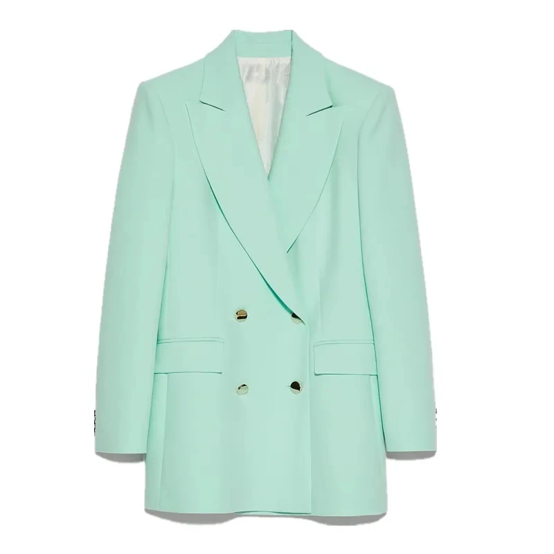 

Stylish Blazer Jacket for Women, Notched Collar, Casual Suit, Elegant Lady Blazers, Notched Coat, Mint Green, Spring and Summer