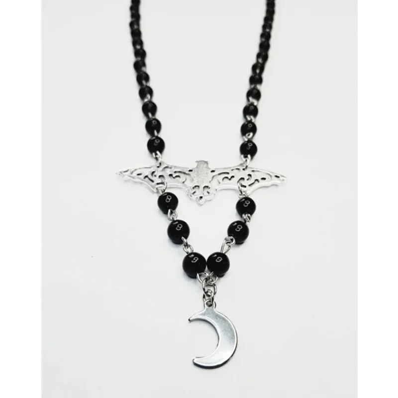 

Gothic Rosary Style Bat Necklace - Goth Rosary