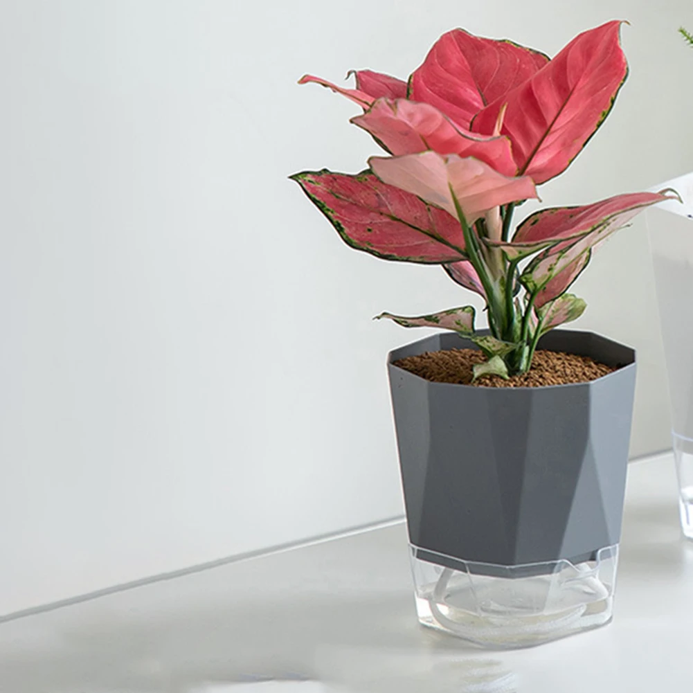 Прозрачный двухслойный пластиковый цветочный горшок самополивающийся с