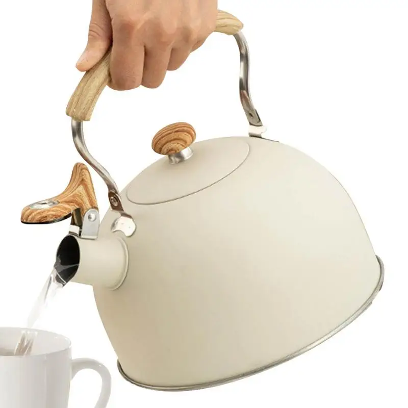 

Tea Kettle Stovetop Small Teapot With Wood Handle 2.64 Quart Kettles Kitchen Tool With Loud Whistle For Boiling Water Coffee