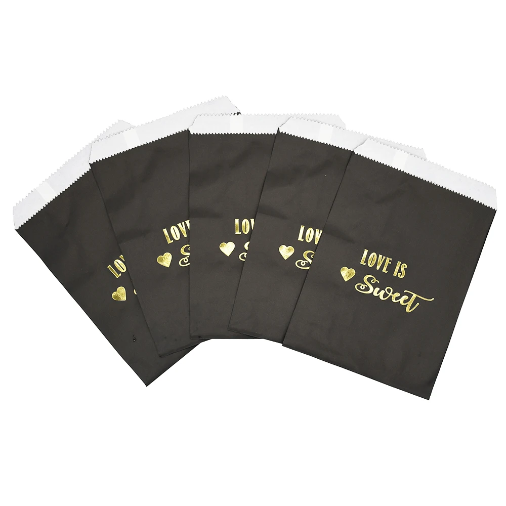 

5-20pcs Kraft Paper Bag Love is Sweet Treat Favor Bags for Wedding Bride Shower Party Decorations Coffee Candy Gift Bag
