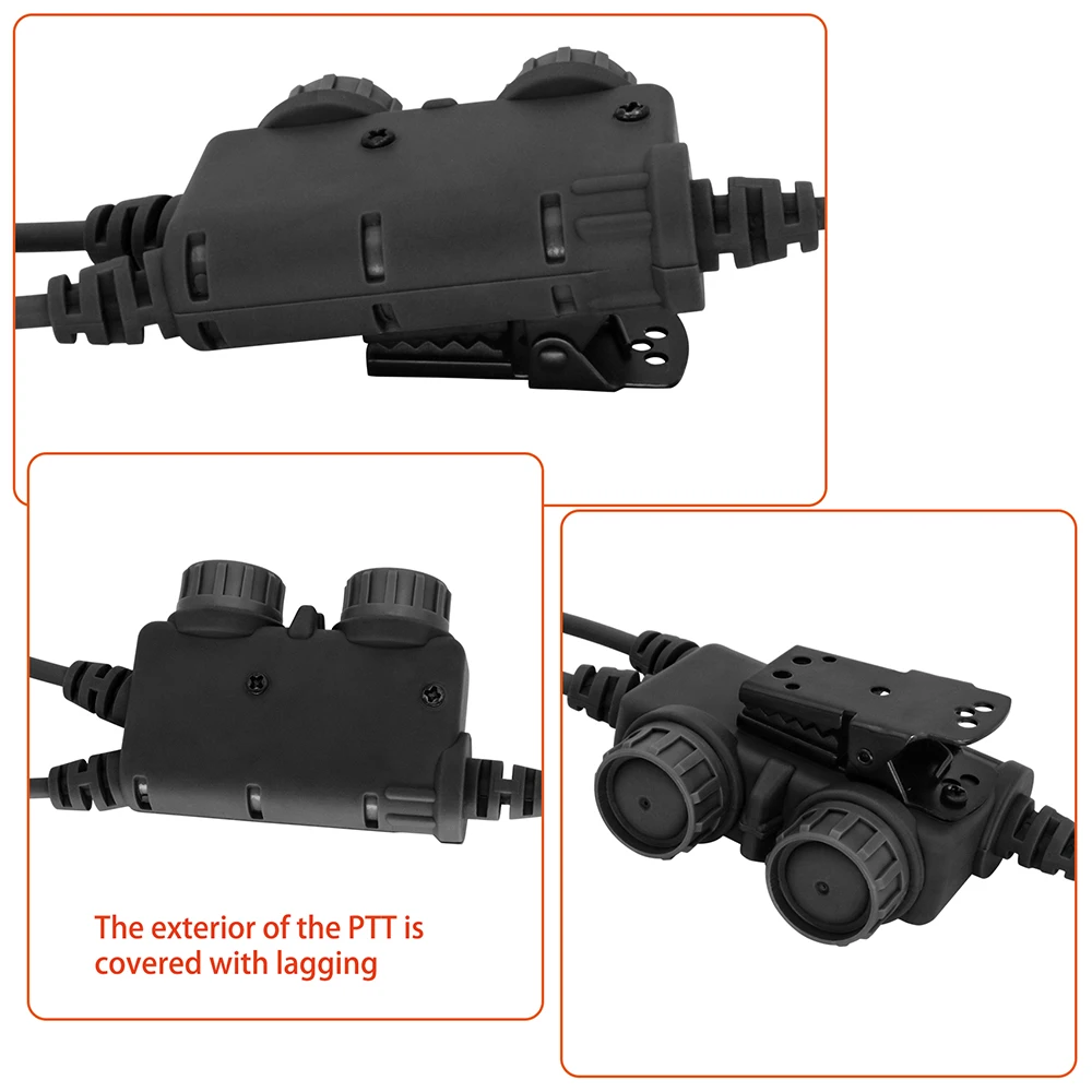 Tactical Military PTT RAC PTT Dual COMM Midland plug Tactical Headset Adapter for PELTOR COMTAC / MAS Sordin Shooting Headphones