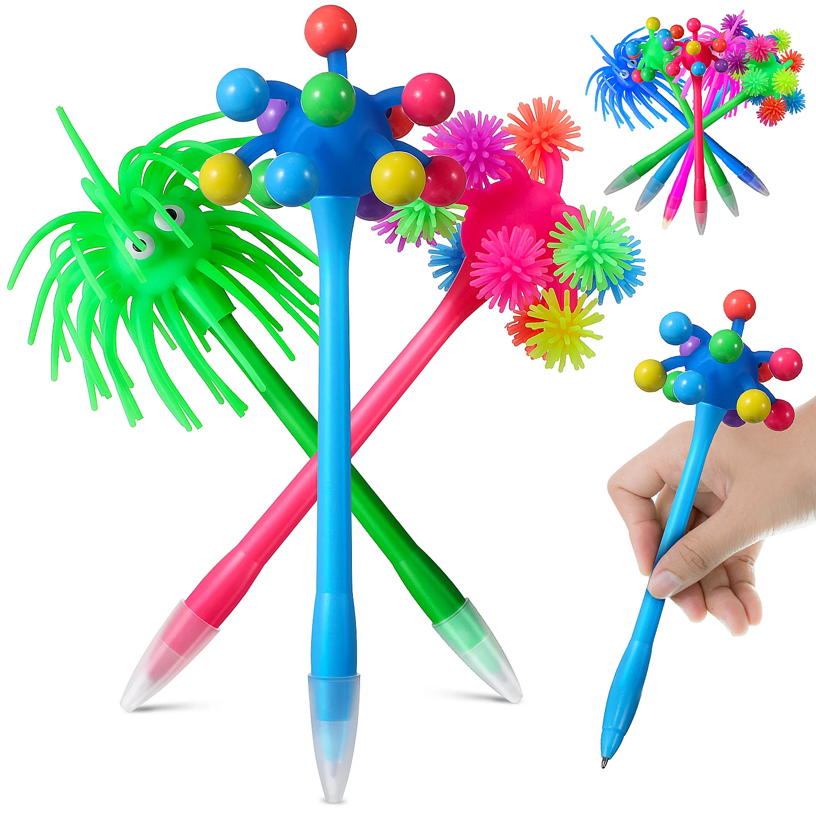 

9 шт. шариковые ручки с бусинами, декоративные пластиковые Канцелярские Товары для офиса, большие объемы, с мультипликационным рисунком для студентов