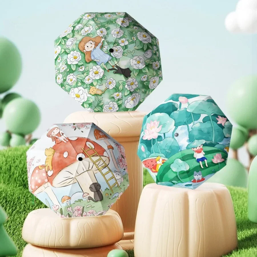 Ручной зонт от солнца и дождя Ультра-стойкий ветрозащитный автоматический для