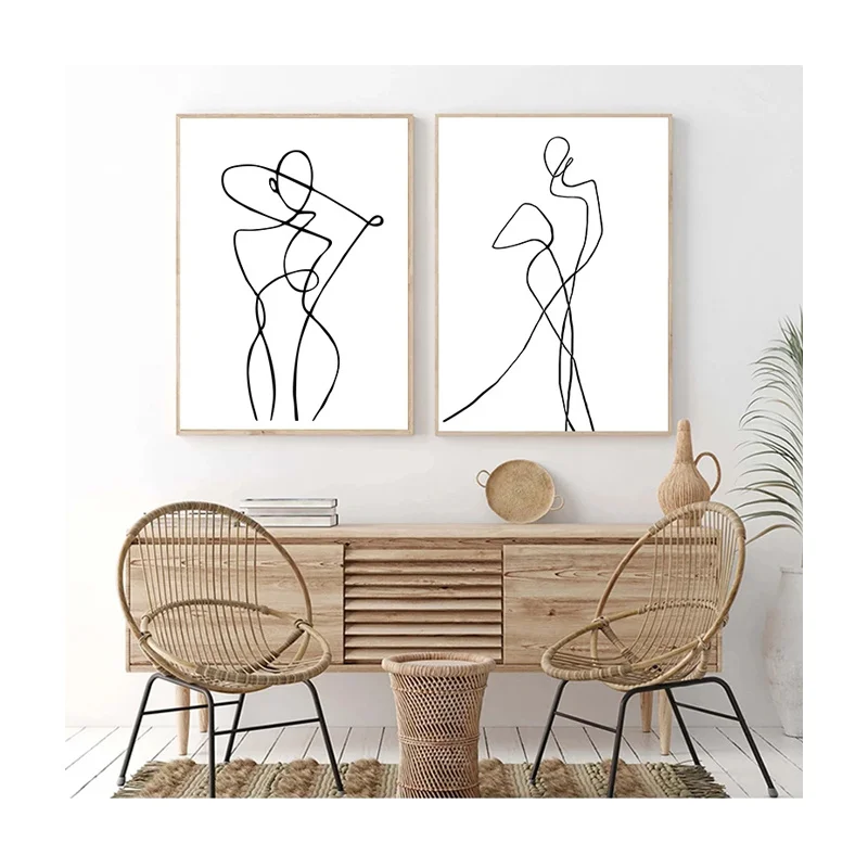 

Room Decor Black White Lovers Geometry Curve Abstract Canvas Painting Wall Art Poster Prints Nordic Living Room Decor Home Decor