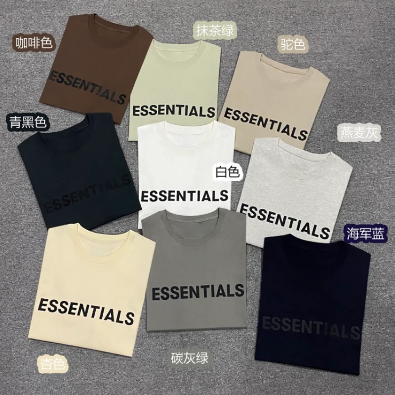 2023ss100% ESSeNTIAL Cotton T-shirt Clothing Reflective Lettering Logo Short-sleeved Casual Hip-hop Unisex Models High Quality images - 6