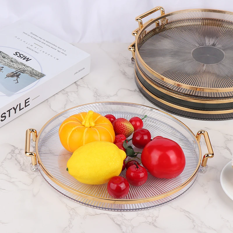 

Creative Multifunctional Plastic Round Storage Tray Household Kitchen Snack Fruit Food Spice Storage Holders Tea Set Organizer