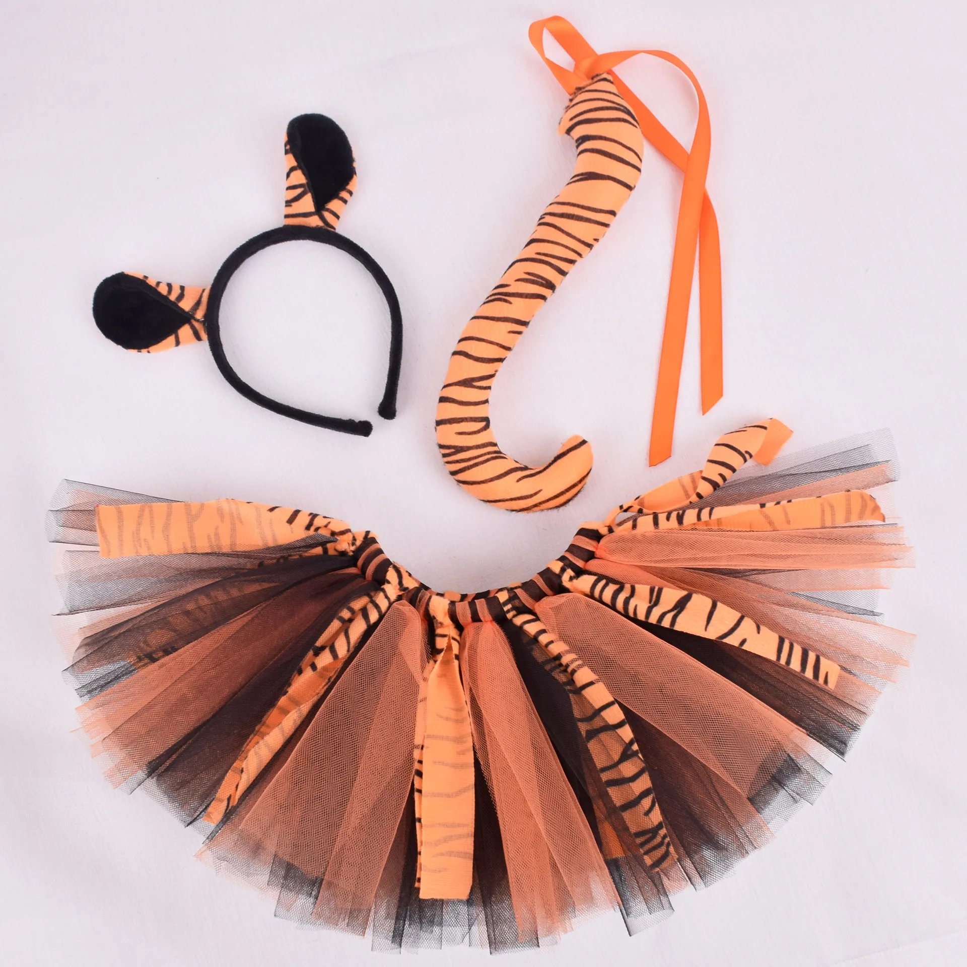 

Tiger Fluffy Tutu Skirt Baby Birthday Party Tiger Cosplay Costume Dance Ballet Tulle Skirt Newborn Photo Props 0-12Y