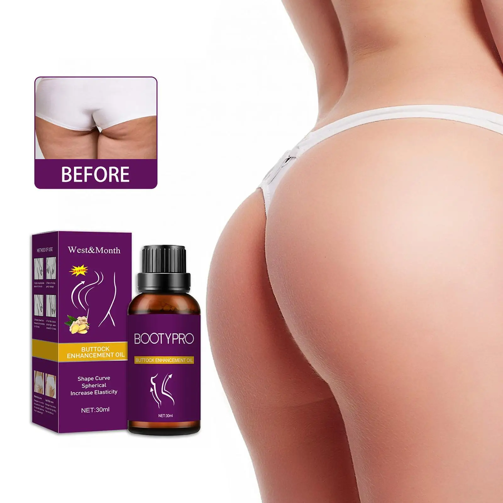 

Hip Lift Up Massage Oil Buttock Enhancement Massage Shaping Oil Ass Curve Hip Oil Cream Peach Body Essential Tightening Hon