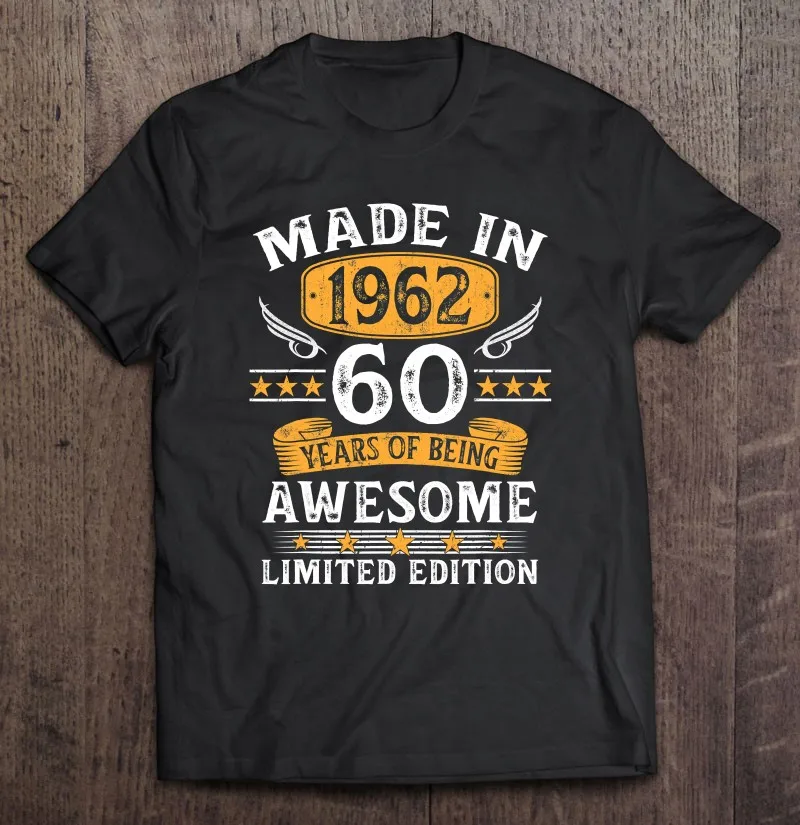 

Сделано в 1962 году, подарки 60 лет, подарок на день рождения для мужчин, футболка оверсайз, Мужская футболка, футболка в стиле Харадзюку, футбол...
