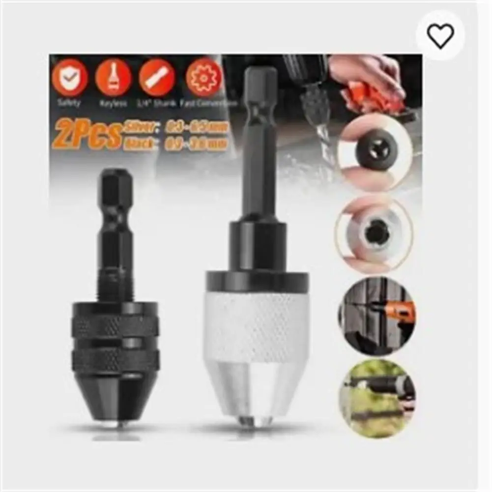 

2 шт. БЕСКЛЮЧЕВОЙ патрон для дрели Отвертка ударный Драйвер адаптер 1/4 ''шестигранный хвостовик сверло инструмент серебристый черный цвет Пр...