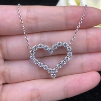 925 silver simple micro inlaid heart shaped hollow necklace love necklace sterling silver necklace gifts for women