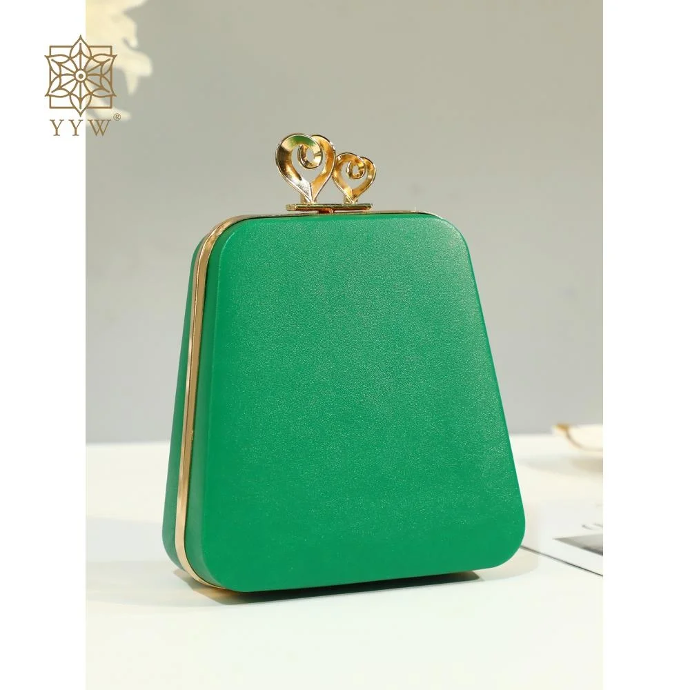 

Зеленая вечерняя сумка-клатч, металлический клатч из искусственной кожи в форме сердца, роскошный женский винтажный женский клатч, новая су...