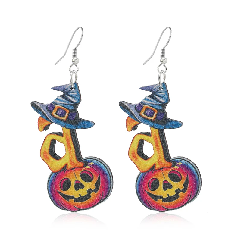 Набор Деревянных Висячих Серег На Хэллоуин-голова Тыквы Шляпа Ведьмы Дизайн