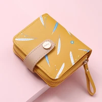 2022 new women cute wallet zipper buckle folding girl wallet brand designed pu leather small coin purse female card holder