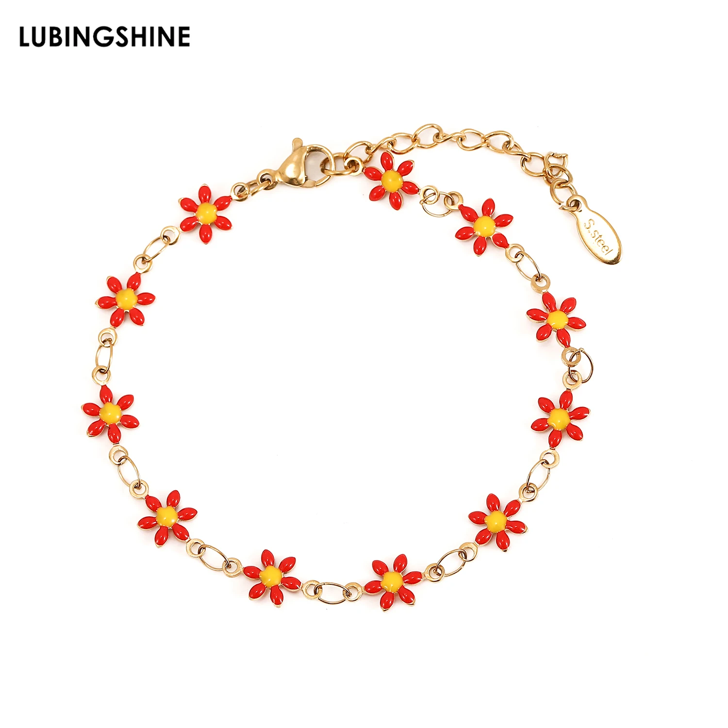 

8 Colors Charms Flowers Gold Color Friendship Bracelets For Women Girls New In Stainless Steel Bracelet Wholesale Dropshipping