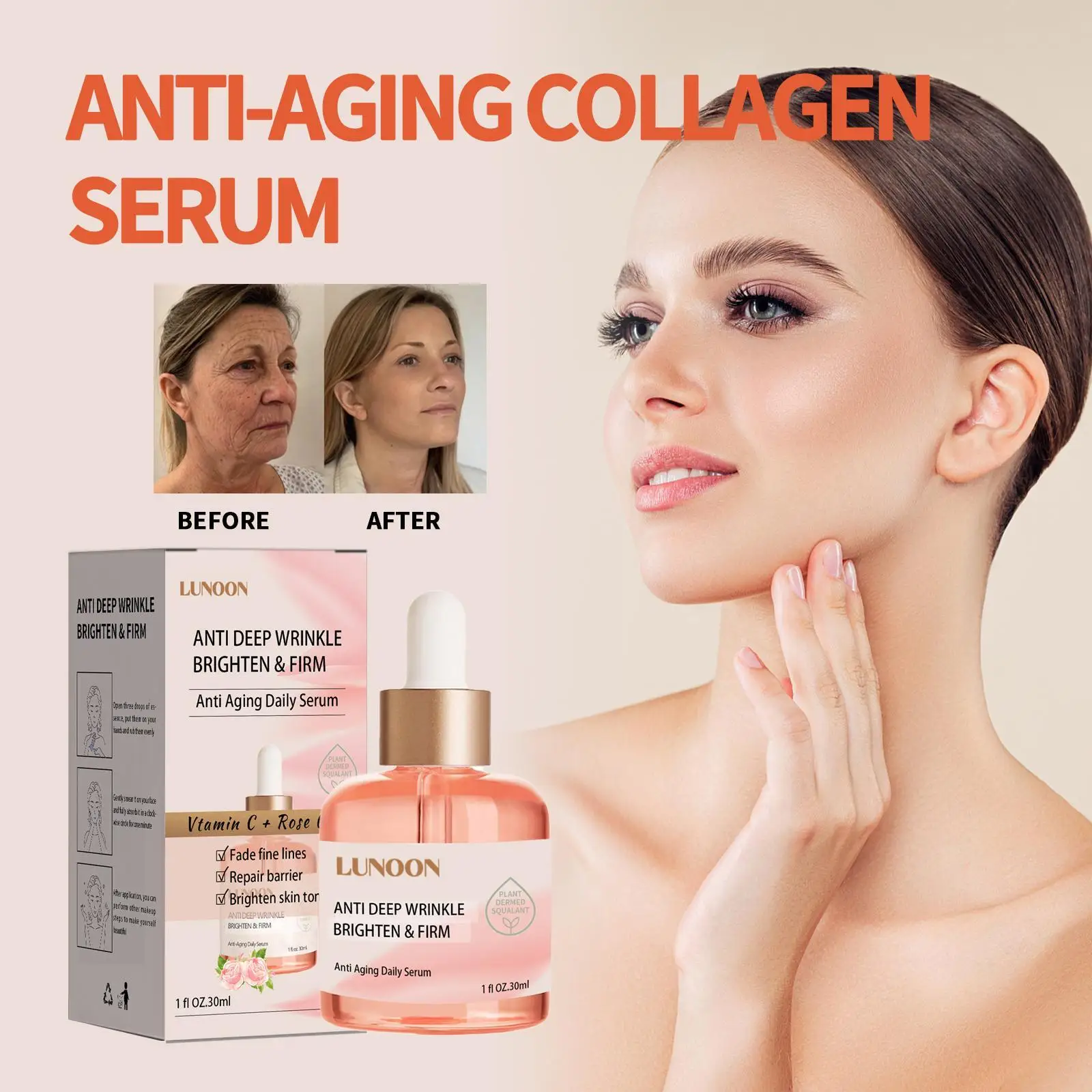 

VC Rose Essence Anti-aging Essence Improves Fine Lines Lifting Shrinks Pores Moisturizing Facial Skin Care Collagen Face Cream