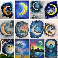ruopoty coloring by number moon drawing on canvas handpainted painting art gift diy pictures by number landscape kits home decor