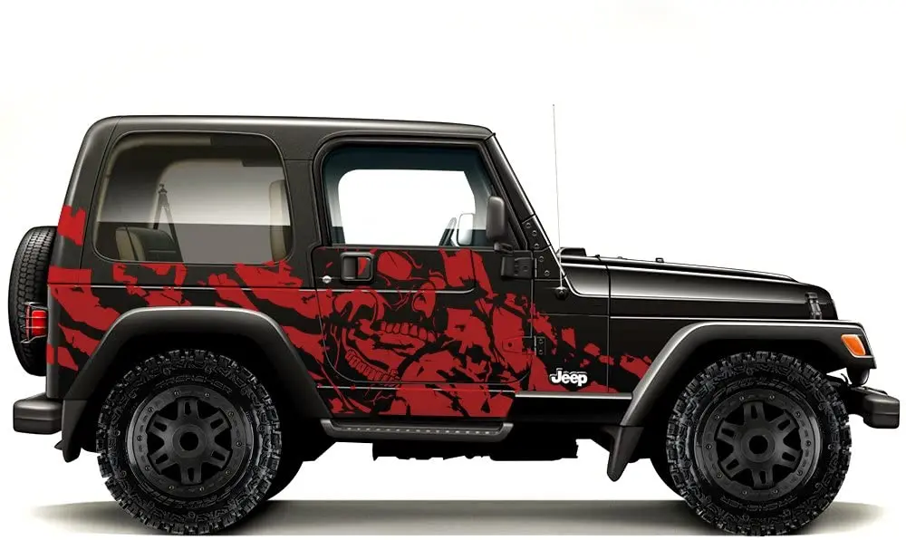 

Factory Crafts Nightmare Side Graphics Kit 3M Vinyl Decal Wrap Compatible with Jeep Wrangler 19992006 Dark Red Car Accessories