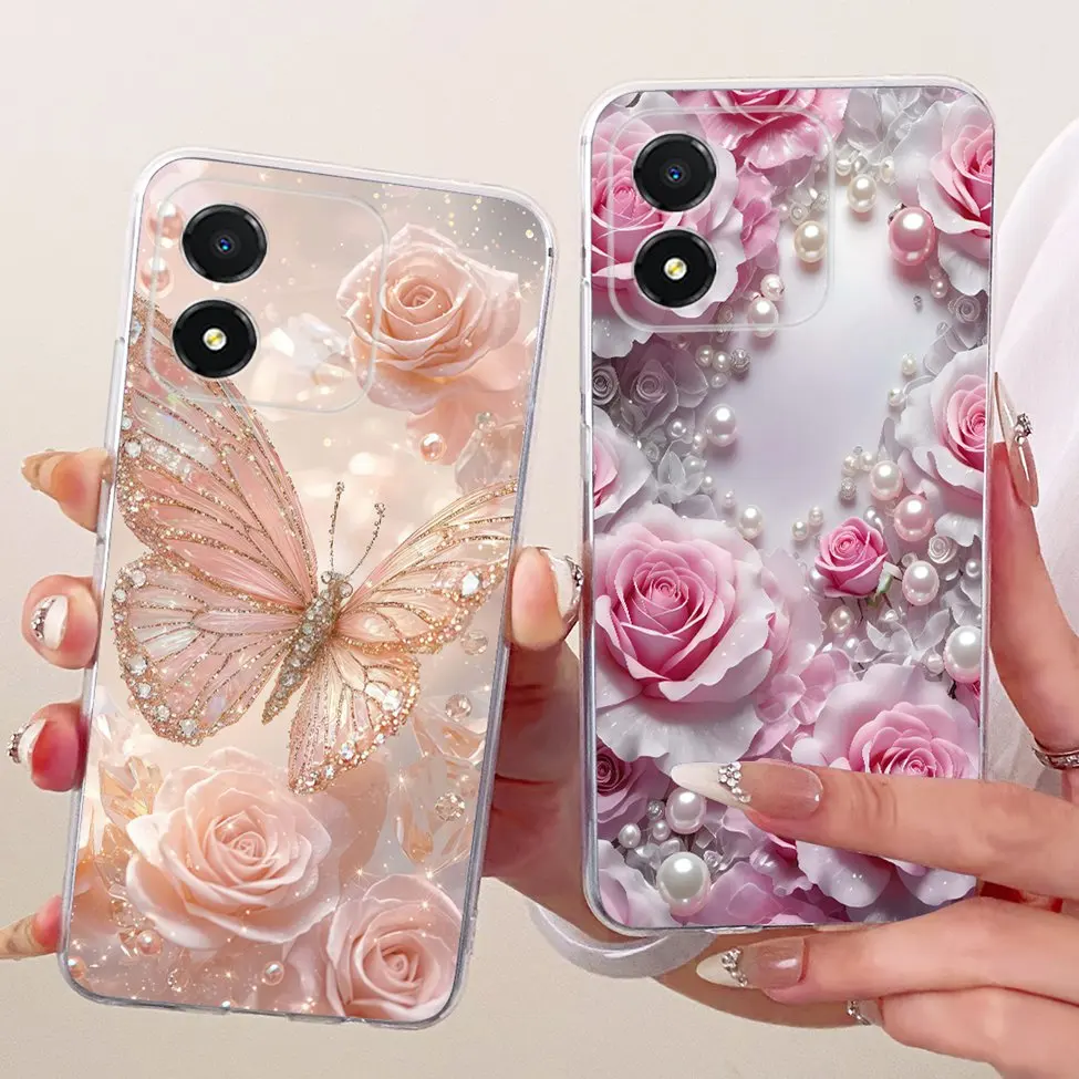 Фото Чехол для Honor X5 4G VNA-LX2, прозрачный, с милым котом, модный, с бабочками, забавный, с рисунком, бампер для Honor X5 №5