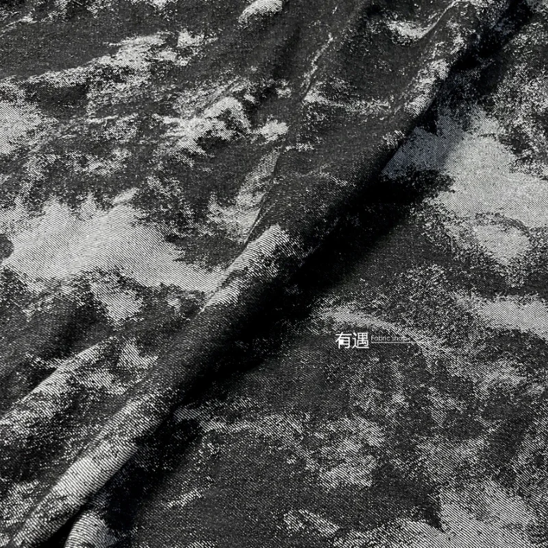 Фото Джинсовая жаккардовая ткань Черный Серый Креативный Tie Dye Diy Сумка Юбка Одежда Дизайнерская ткань Diy Шитье по метрам Ткань Хлопок №3