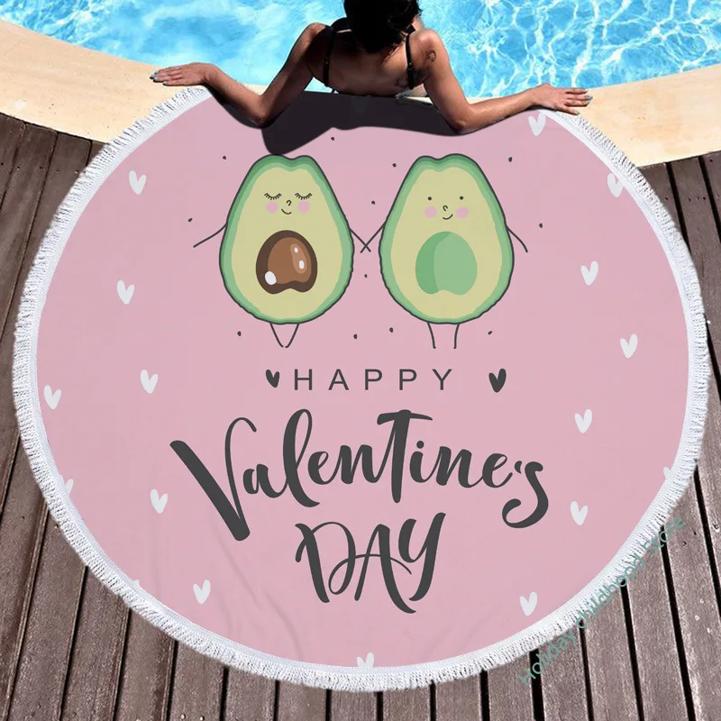 

New avocado round blanket 3D printing microfiber round beach towel beach bathing towel