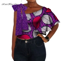 2022 summer african clothes for women african blouse band shoulder women ladies tops ankara clothing plus size wy7363