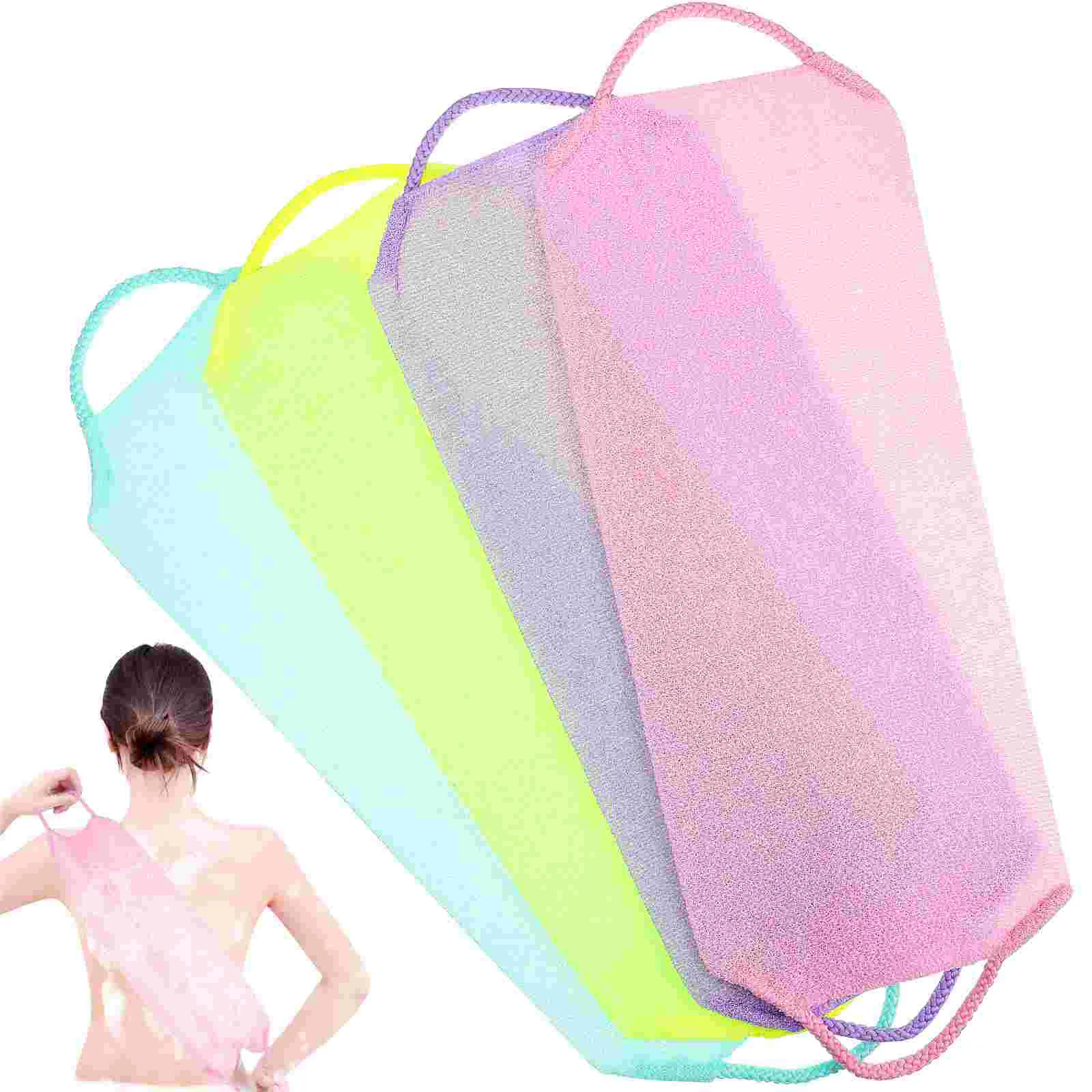 

4pcs Exfoliating Washcloth Towel Body Scrubber Back Washer Deep Cleanse Shower Towel