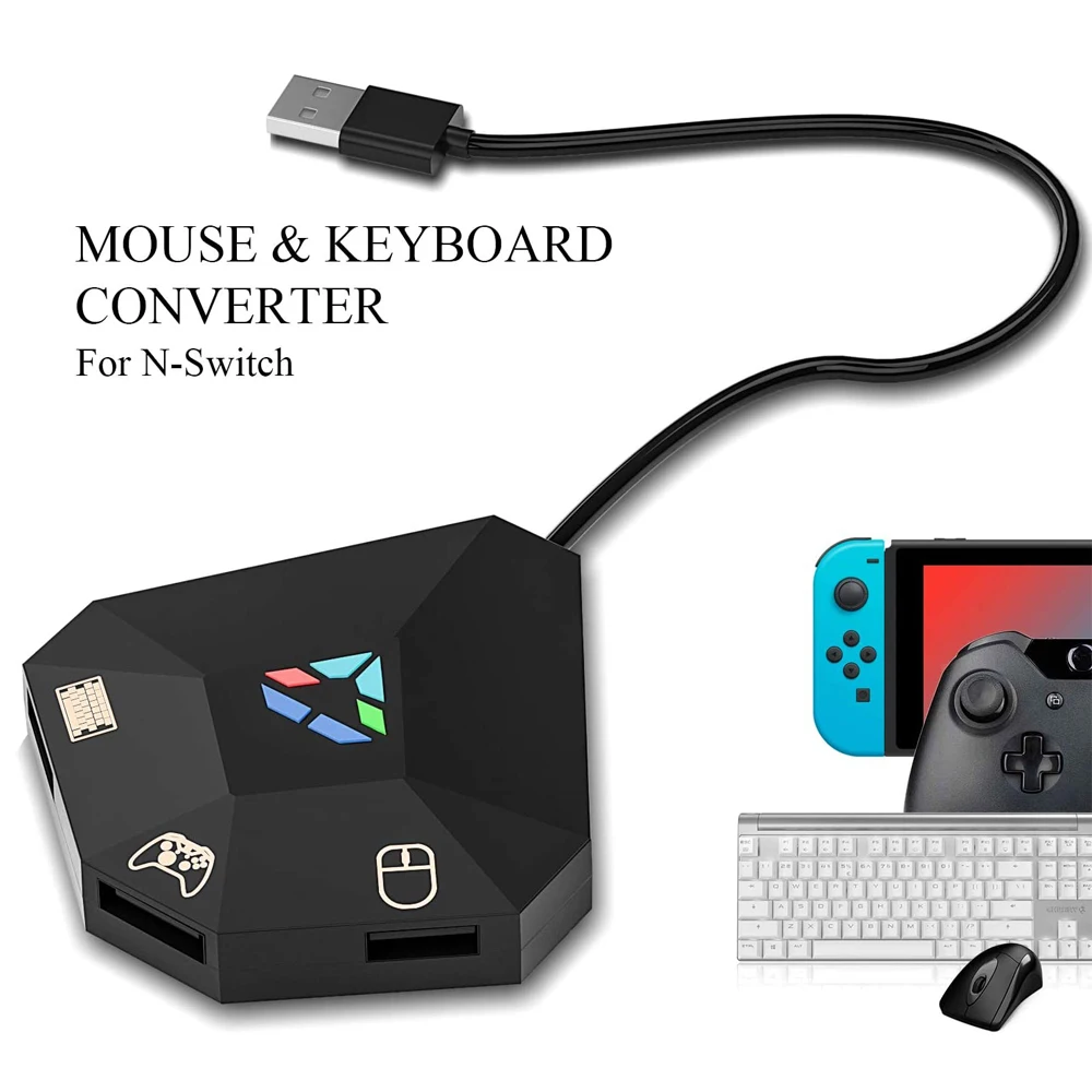 NS Wired USB Connection Keyboard Mouse Adapter LED Indicator Converter for PS4 PS3 for Xbox One for Xbox 360 Switch Lite